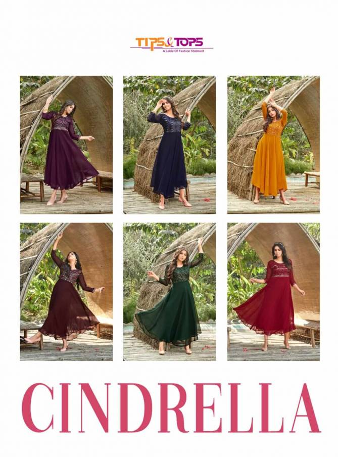 Tips Tops Cindrella Fancy Party Wear Georgette Latest Anarkali Kurti Collection